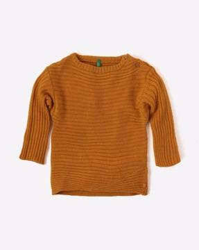 stripe-knit round-neck sweater