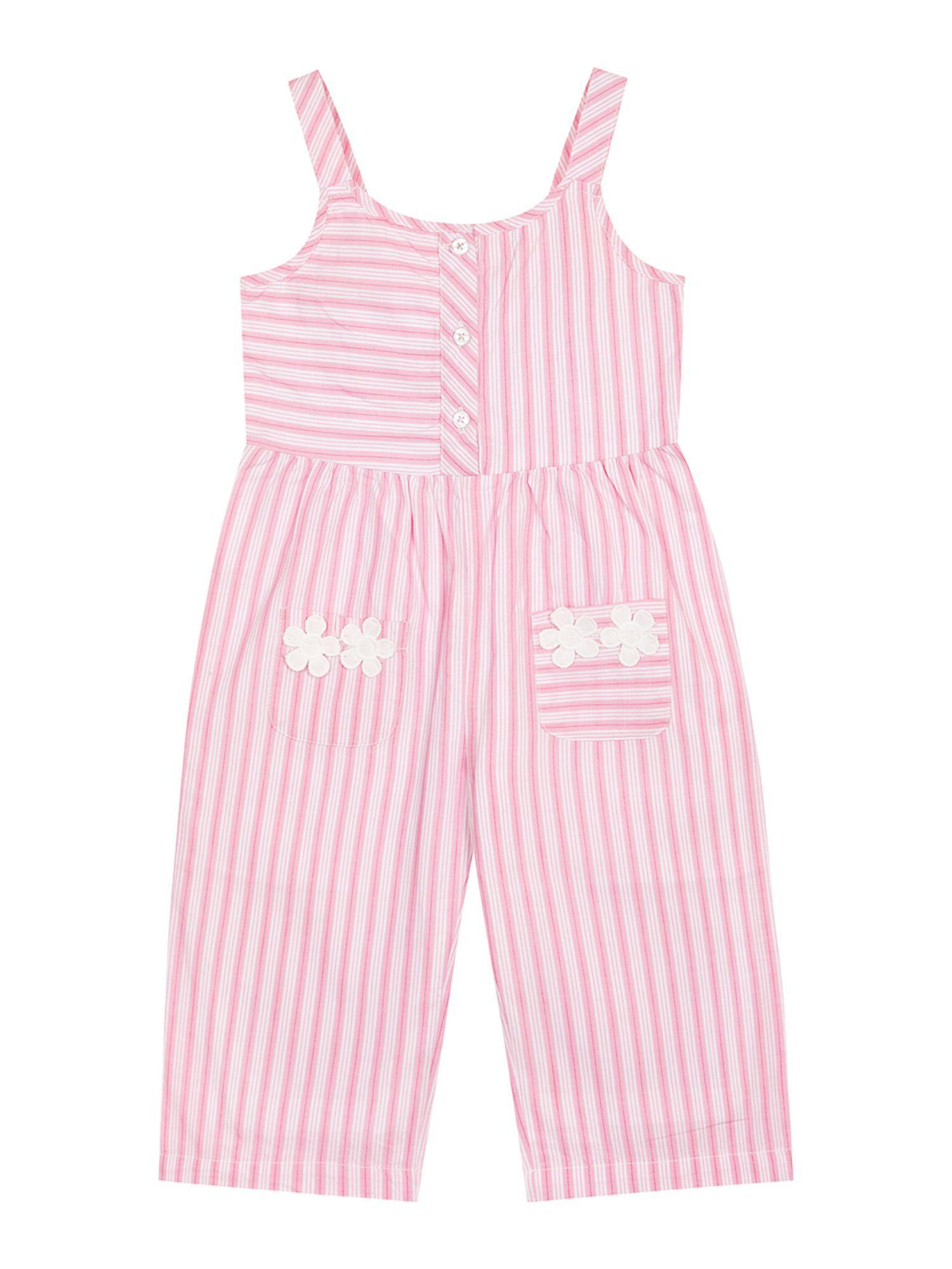 stripe lurex elegance girls jumpsuit pink