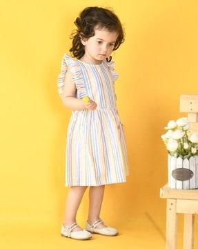 striped a-line dress with ruffles