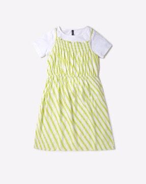 striped a-line dress with t-shirt