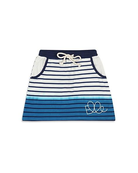 striped a-line skirt with drawstring waist