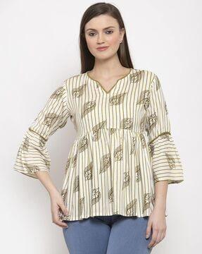 striped bell sleeves top