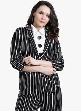 striped blazer with insert pockets