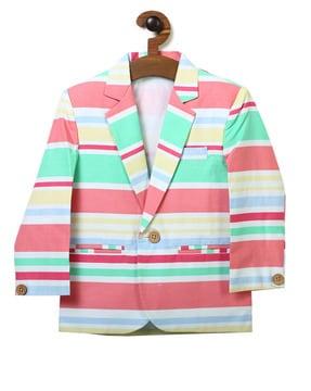 striped blazer with welt pockets
