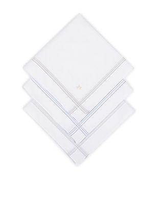 striped border cotton handkerchief - pack of 3