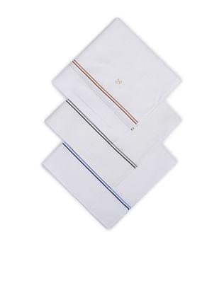 striped border cotton handkerchief - pack of 3