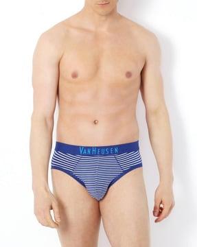 striped briefs with signature branding