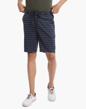striped city shorts with drawstring waist
