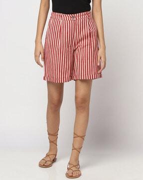 striped city shorts with insert pocket