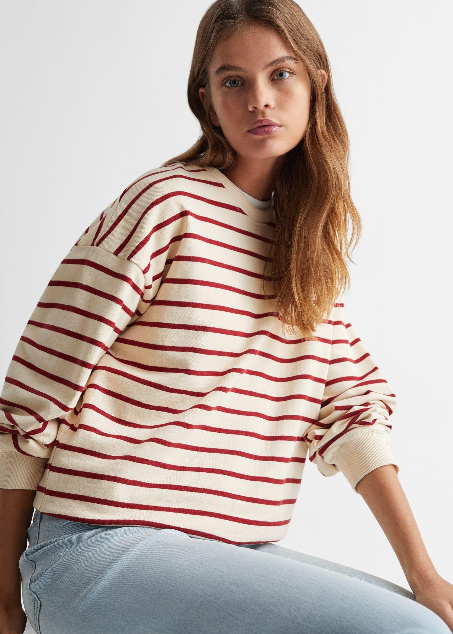 striped cotton-blend sweatshirt