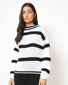 striped crew-neck pullover