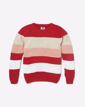 striped crew-neck pullover