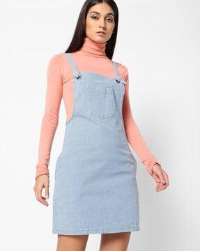 striped dungarees with patch pocket