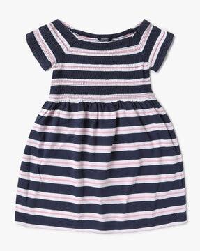 striped fit & flare dress