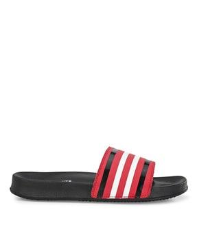 striped flat flip flops