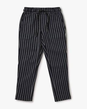 striped flat-front pants