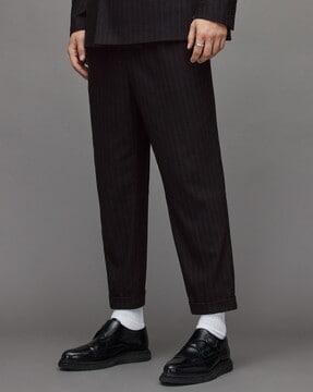 striped flat-front trouser