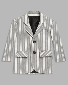 striped front-open  blazer