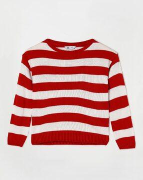 striped full sleeve sweater