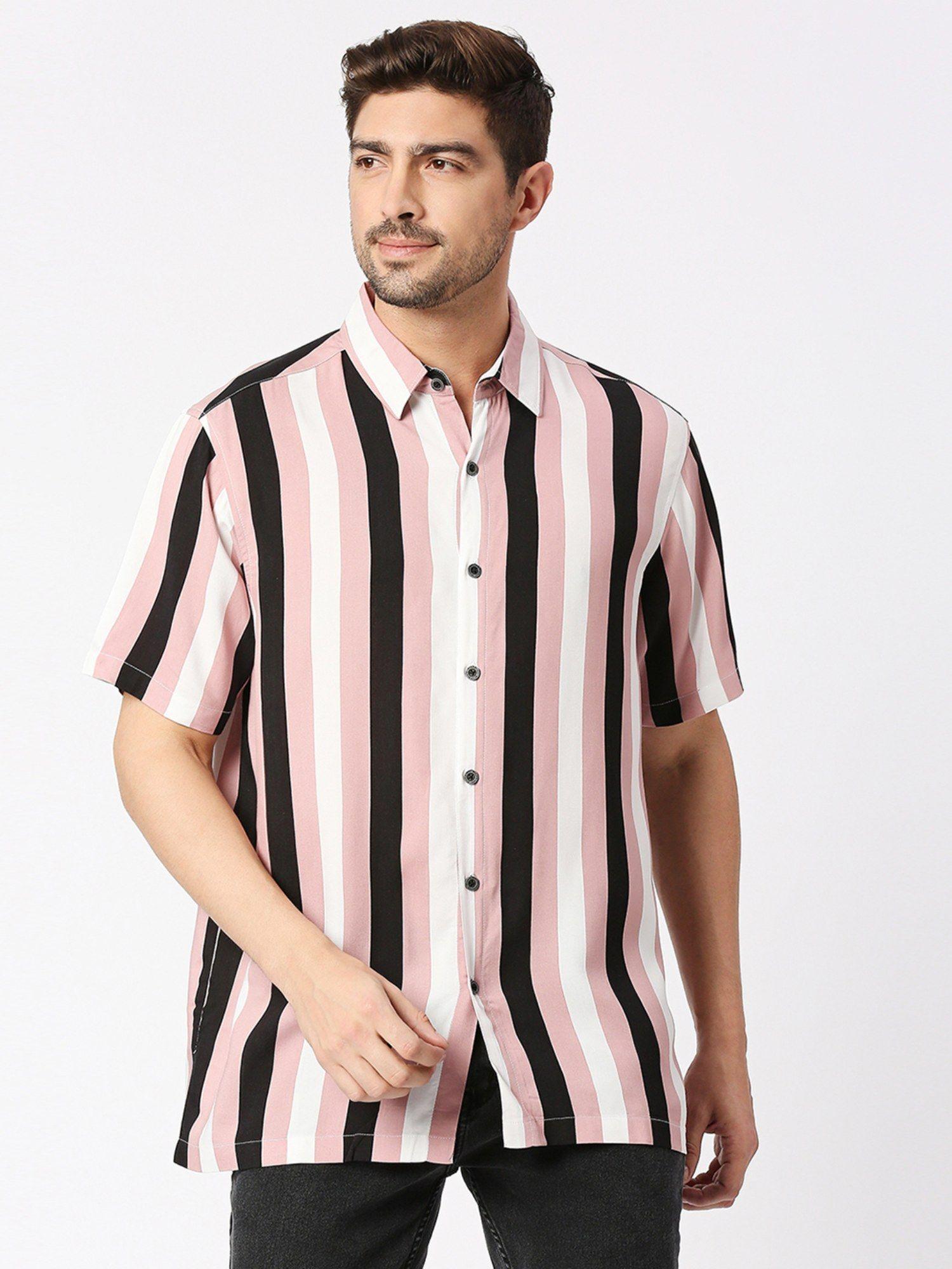striped half sleeves collar shirt