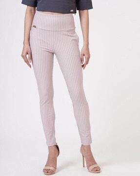 striped high-rise jeggings