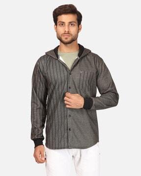 striped hoodie with patch pocket