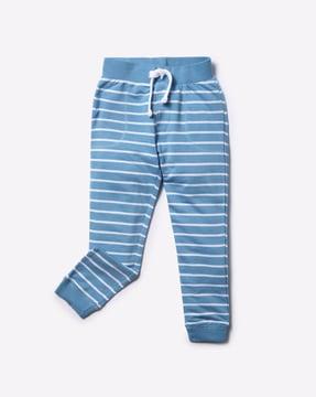 striped joggers with drawstring fastening