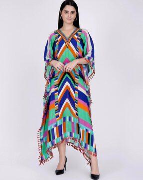 striped kaftan with lace