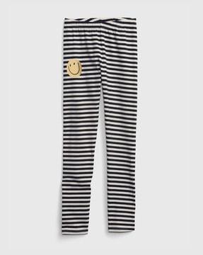 striped leggings with elasticated waist