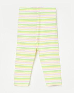 striped leggings with elasticated waist
