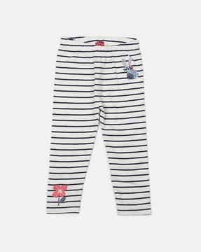 striped leggings with placement applique