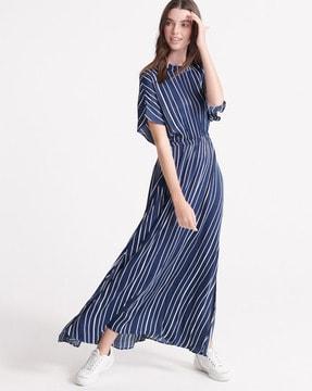 striped maxi dress with side slits