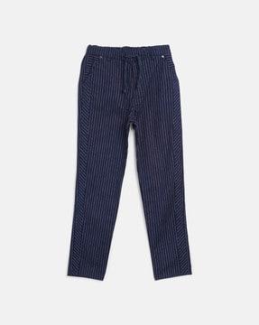 striped mid-rise trousers