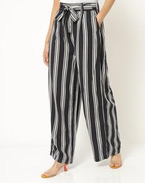 striped palazzos with tie-up