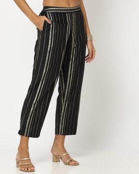 striped pants with elasticated waistband