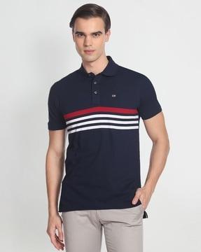 striped pique polo t-shirt