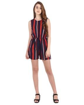striped playsuit with elasticated waist