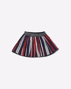 striped pleated a-line skirt
