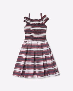 striped pleated dress