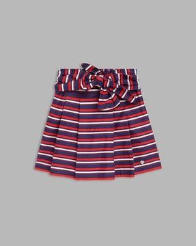 striped pleated flared skirt