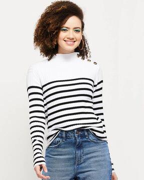 striped pullover cardigan