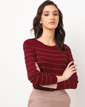 striped-round-neck-pullover
