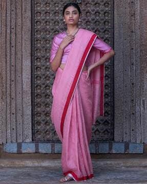 striped saree with lace border