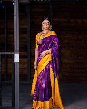 striped saree with lace border