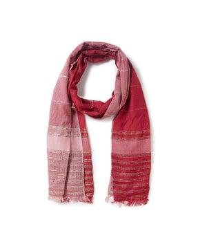striped scarf with frayed border