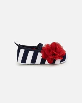 striped shoes with flower