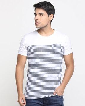 striped short sleeves crew-neck t-shirt