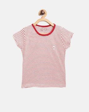 striped short sleeves top