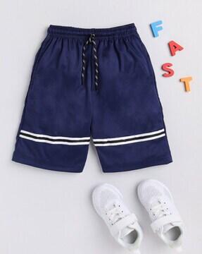striped shorts with drawstring waist