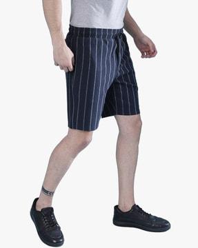 striped shorts with insert pockets